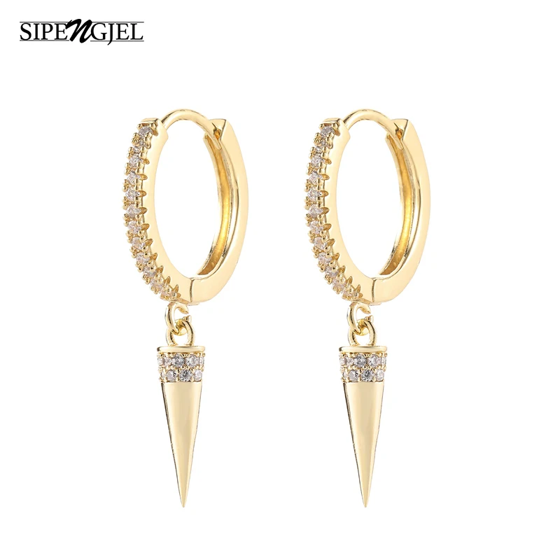 

SIPENGJEL Fashion Punk Geometric Rivet Hoop Earrings Hip Hop Spike Circle Huggies Earrings For Women Wedding Party Jewelry Gift