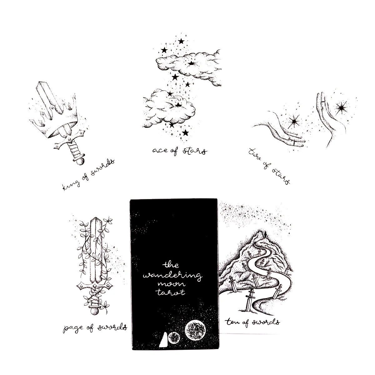 

The Wandering Moon Tarot Deck 78cards High Quality Fortune Guidance Telling Divination Deck Board Game with PDF Guidebook
