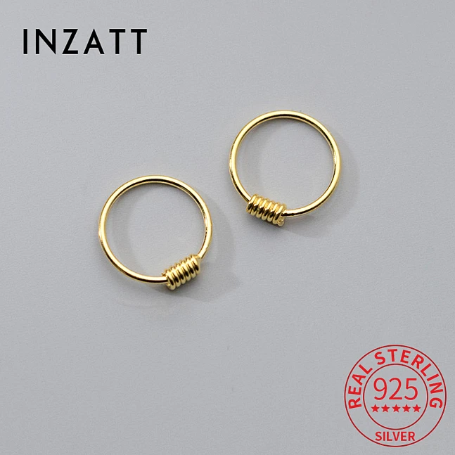 INZATT Real 925 Sterling Silver Small Spring Ear Bone Hoop Earrings for Women Party Classic Fine Jewelry Minimalist Accessories