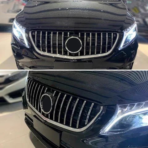Передняя решетка радиатора в стиле Sport GT Diamond, модернизация решетки радиатора для Mercedes Benz V Class W447 2015-2023, тюнинг средней сетки