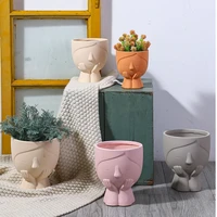 ceramic girl nordic flower pot cartoon abstract figure flowers and plants indoor and outdoor green plant bouquet ornaments