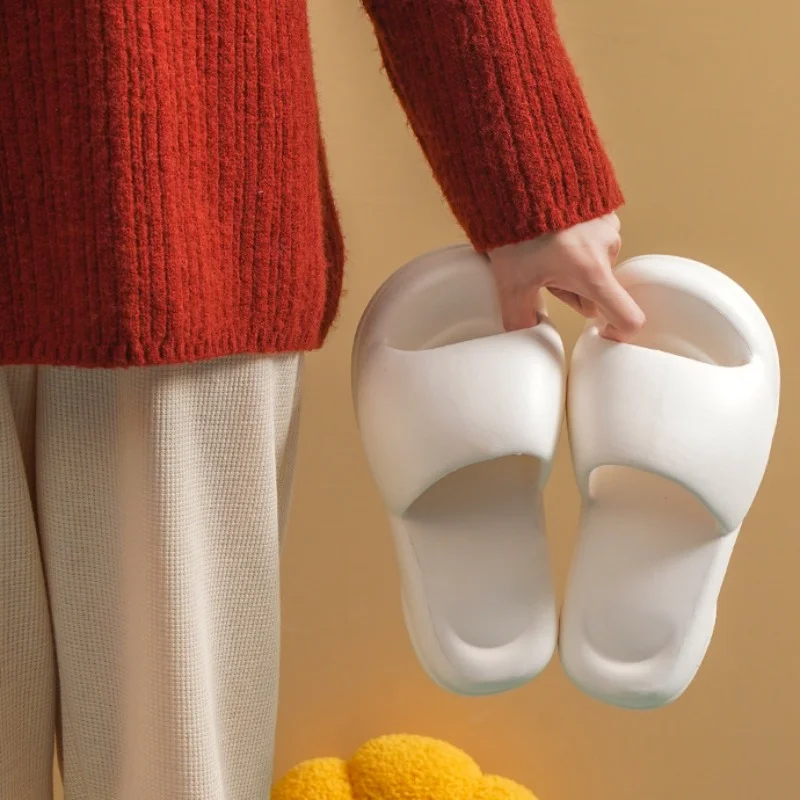 Women Minimalist Single Band Slides Preppy Pink EVA Slippers Fashion Platform 2023 Summer Leisure Beach Sandals Soft Bread Shoes