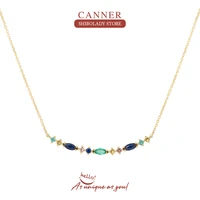 canner blue zircon necklace for women 925 sterling silver bijou collar chain colored zircon clavicle chain fine jewelry