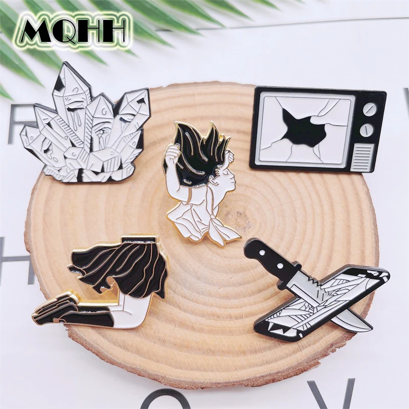 Креативная эмалированная Заколка-кинжал в стиле панк с раздельной девушкой