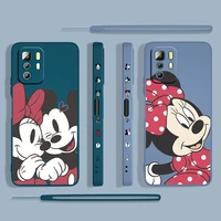 mickey mouse minnie love for xiaomi redmi note 11 11s 10 10s 9 9s 9t 8 8t 7 5 pro 4g 5g liquid left rope phone case cover coque