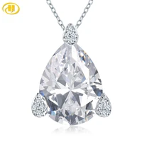 stock clearance teardrop 12x16mm big clear cubic zirconia pendant necklace in real 925 sterling silver for women party jewelry