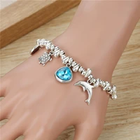 ysocean sweet love brand dolphin tortoise charms diy adjustable crystal heart girl students bracelet for women lady kid gift