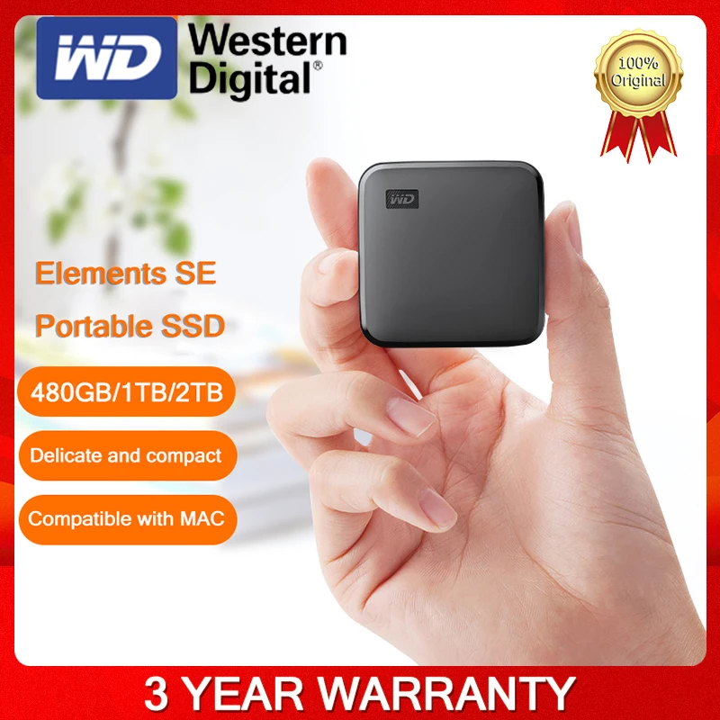 Western Digita WD 2TB 1TB Elements SE Portable Solid State Drive SSD USB 3.0 Reading speed up to 400MB/s Compatible with PC Mac |