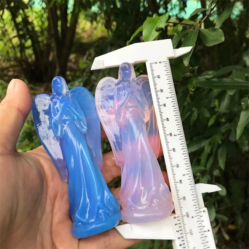 

1PC High Quality Opalite Angel Carving Quartz Colorful Healing Stone Gem Craft Gift Home Decor Ornaments