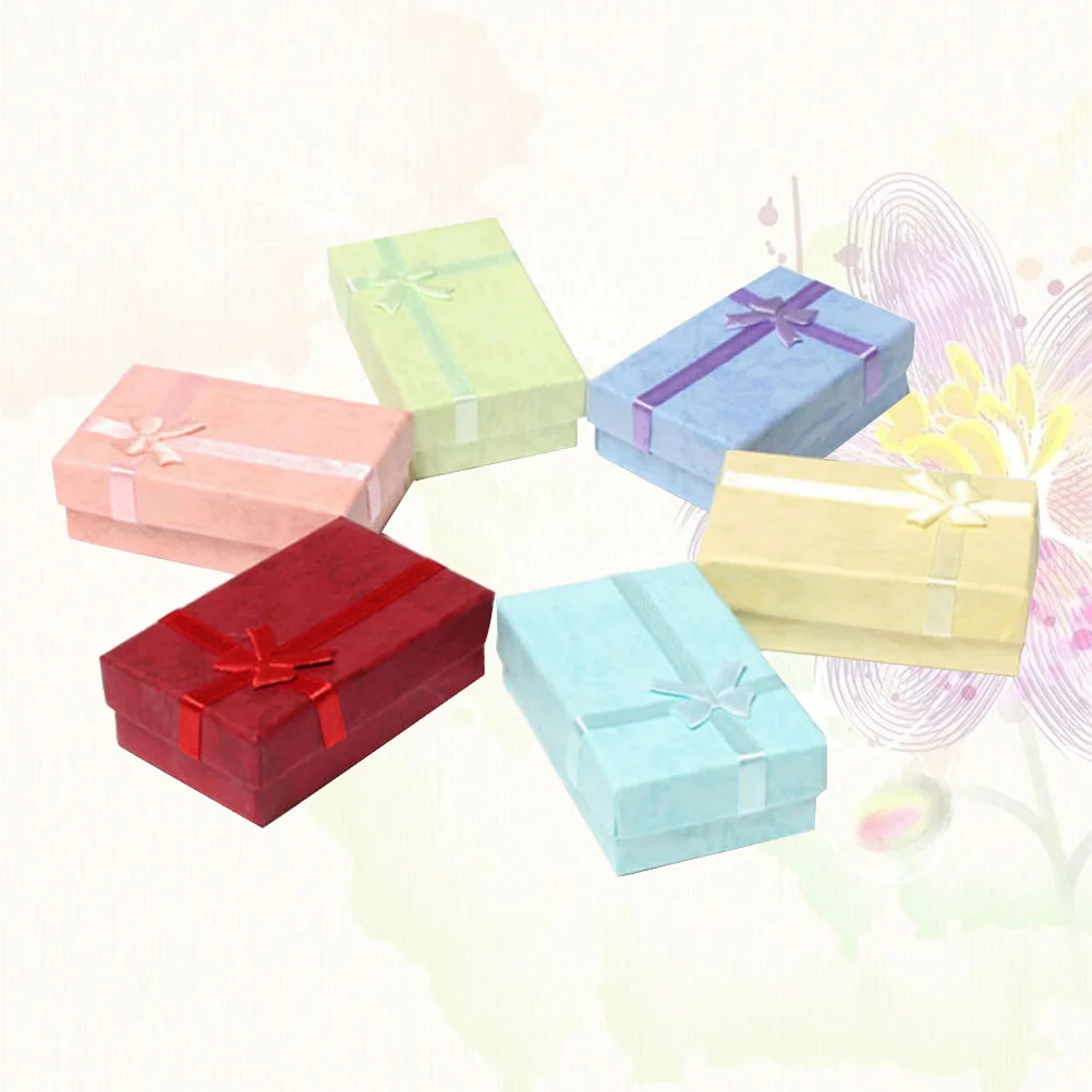 

Box Gift Jewelry Wrapping Boxes Paper Bowknot Cardboardbridalssmall Wedding Storageparty Shower Boxe Case Empty Ring Flat