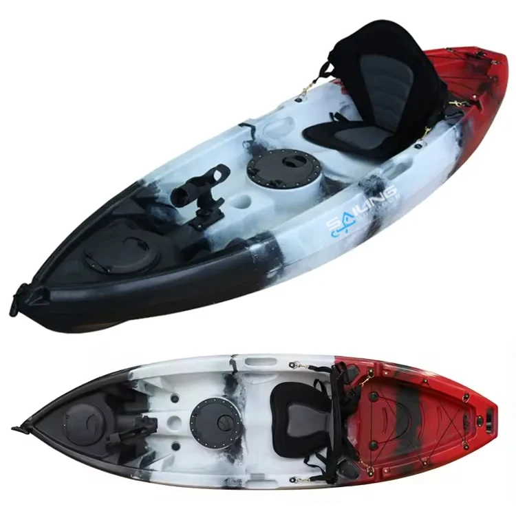 Рыболовная лодка маленькое пластиковое каноэ сидят на верхушке каяк дешевая