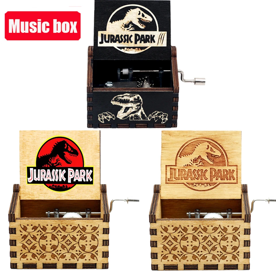 

Hot Imagine Jurassic Park Music Box Wooden Hand Crank Music Box Pink Panther Christmas Gift Birthday Gift New Year's Gift