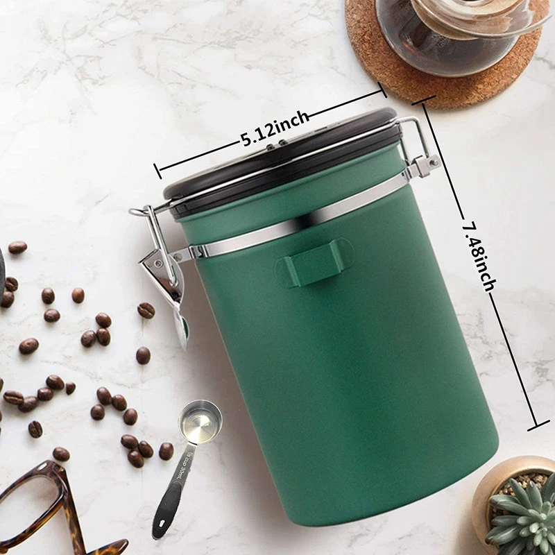 

New Coffee Storage Container -Stainless Steel Airtight Canisters Kitchen Storage Jar For Coffee Beans/Tea/Sugar/Cookie 1.8L