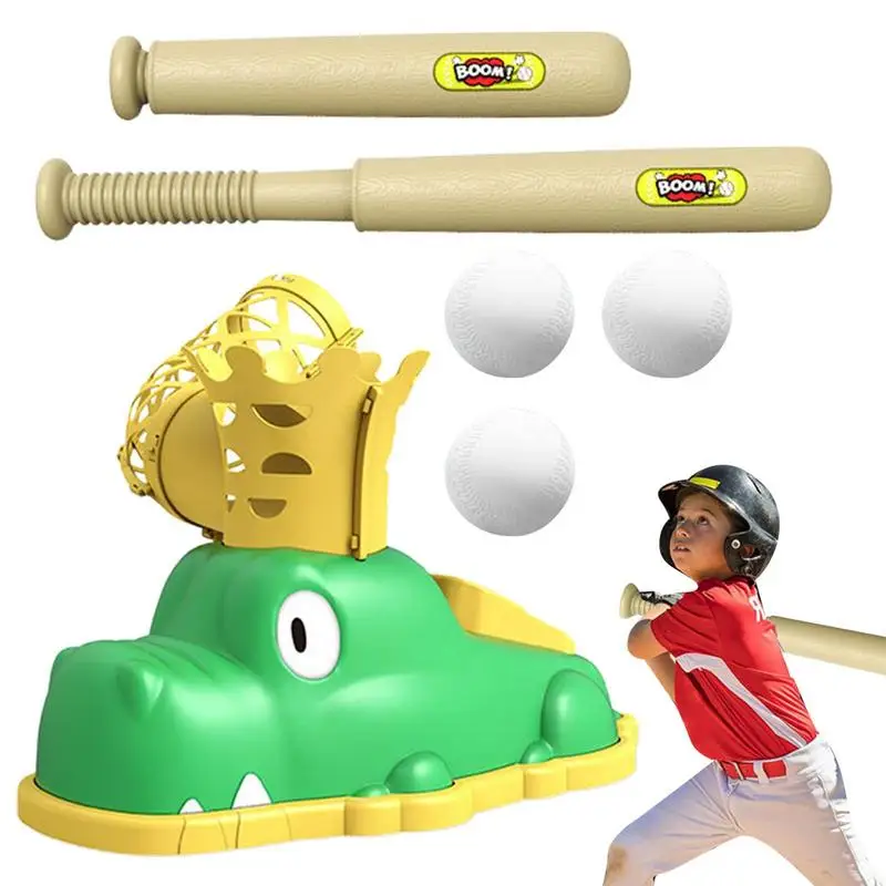 

Kids Baseball Launcher Outdoor Sports Alligator Shape Pitching Machines Automatic Machine Educational Ball Game Toy Gifts