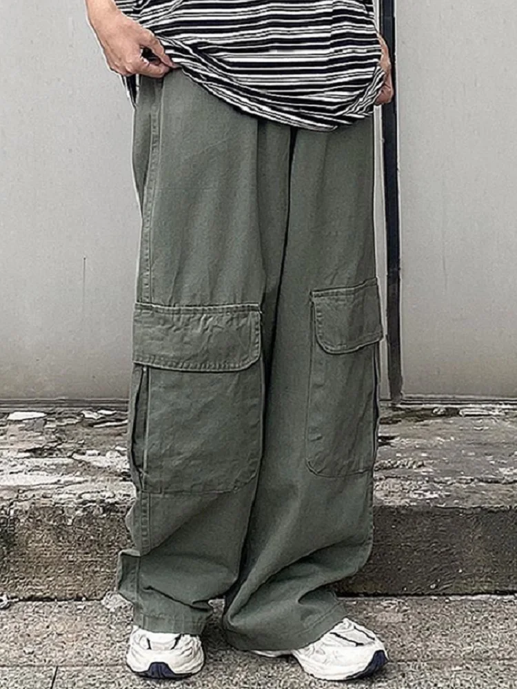 HOUZHOU Harajuku Oversize Black Cargo Pants Women Japanese Streetwear Loose Wide Leg Trousers for Female Pockets Grunge Techwear images - 6