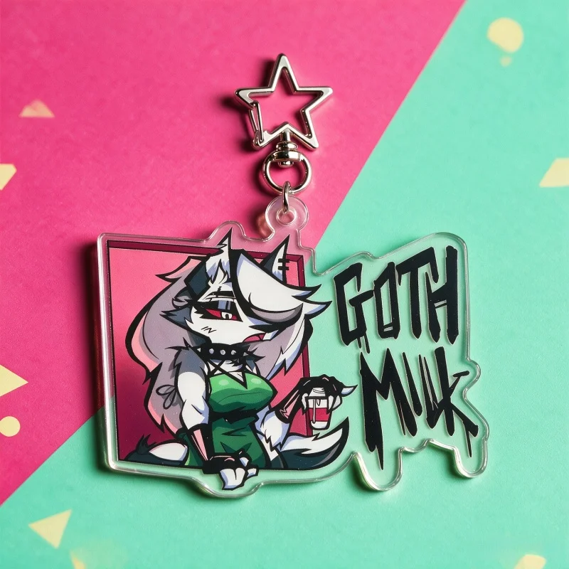 Фото Брелок-подвеска Helluva Boss Loona Goth Milk Furry из акрила, двусторонний, прозрачный, в форме звезды, для сумок, аниме-подарок для фанатов Hazbin Hotel №1