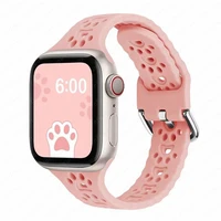 cat paw design strap for apple watch band 44mm 40mm 45mm 41mm 38mm 42mm breathable slim silicone bracelet iwatch 7 6 5 4 3 se