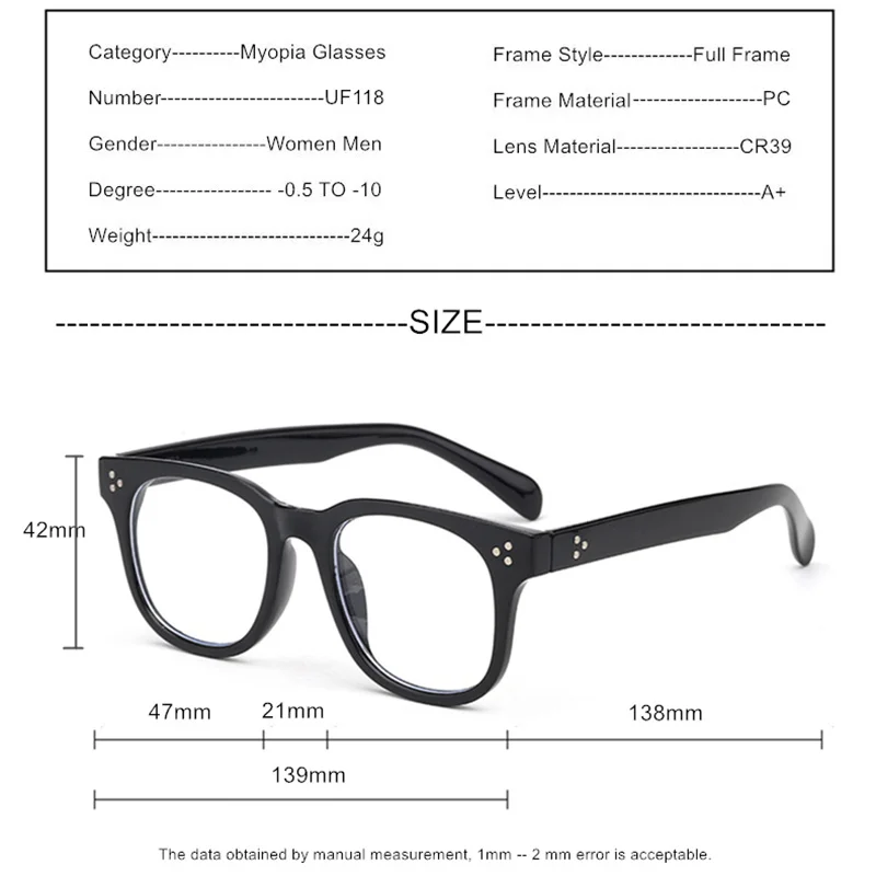 Очки для близорукости по рецепту на заказ от 0 5 до 10 женские и мужские модные очки