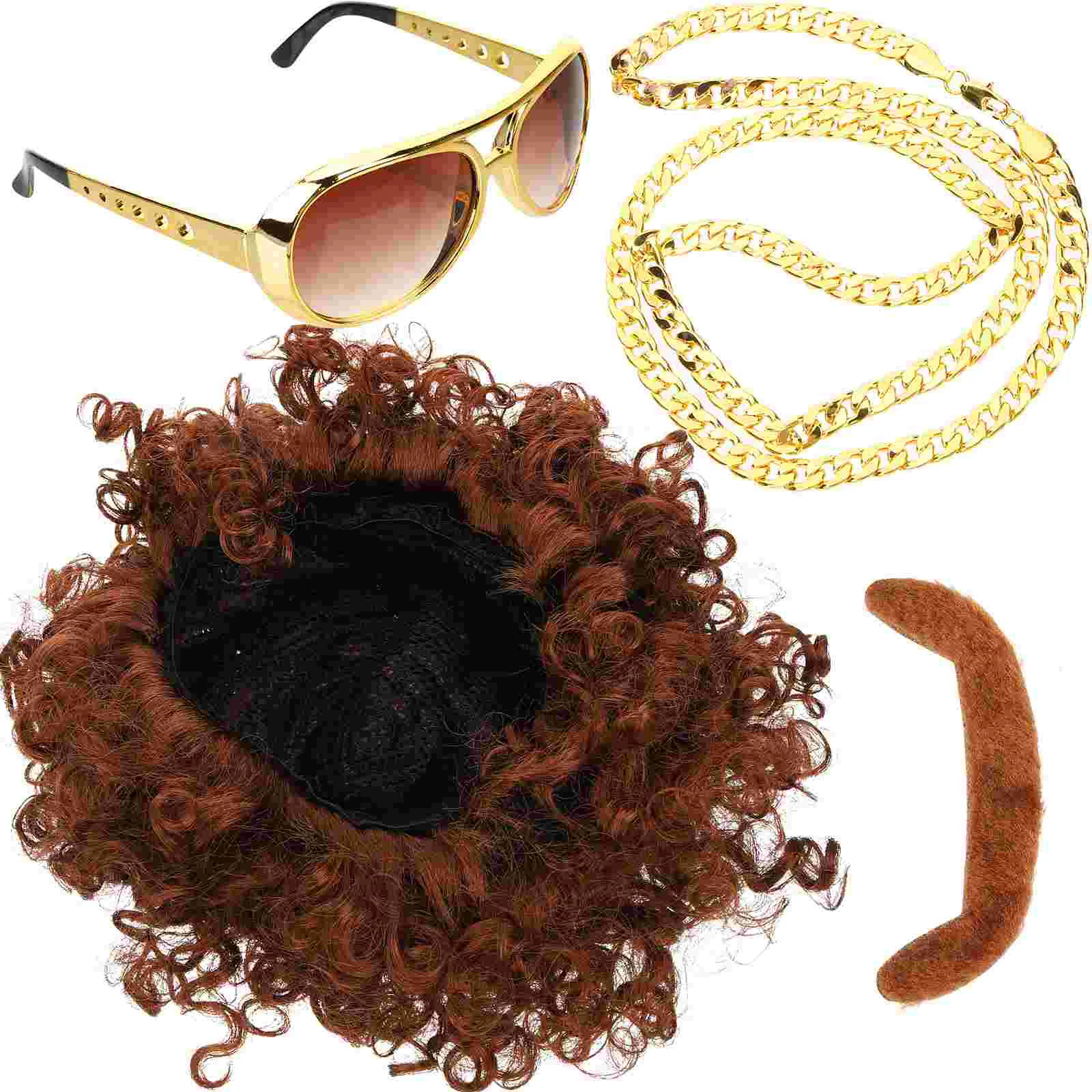 

Disco Costume 80S Men 70S Set Curly Outfits S Star Sunglasses Afro Costumes Rocker Party Supplies