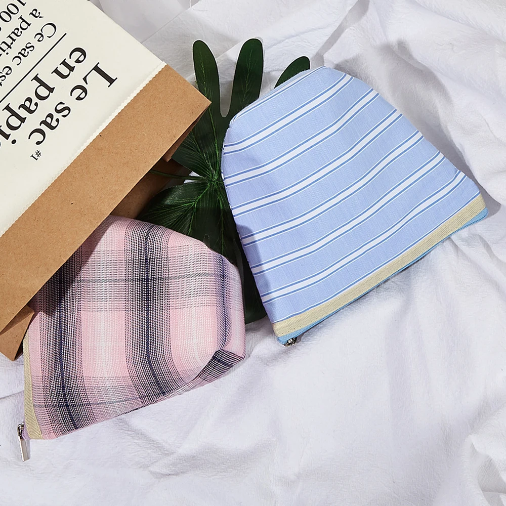 

Plaid Small Cosmetic Bag Striped Coin Purse Women Portable Earphone Lipstick Storage Bags Mini Wallet Zipper Sundries Pouch Case