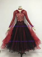 standard ballroom dresses high class stone sparkle glass long sleeve tango waltz ballroom competiton dance dresses