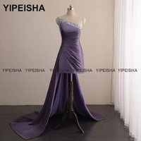 yipeisha real photos short cocktail dress lavender one shoulder beaded formal party gowns sheath mini pageant dresses