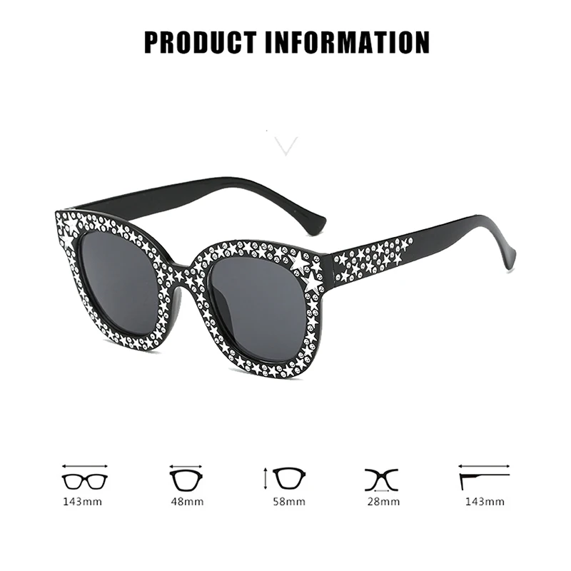 Солнцезащитные очки в стиле оверсайз с мозаикой и звездами женские милые