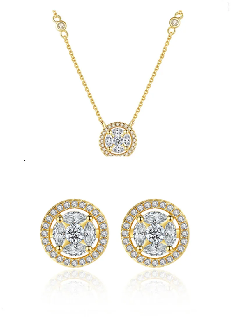 FXLRY золотистый цвет кубический цирконий гвоздик круглые камни женское ожерелье и