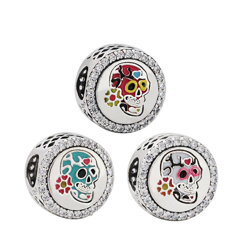 

2022 New 100% Silver Halloween series skull charm Suitable for DIY original jewelry bracelet Christmas Holiday gift women