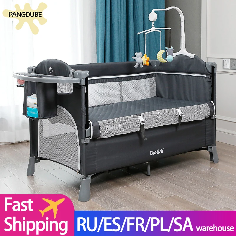 Foldable Baby Crib for 0-6 Years Old Kids Baby Bed Parents Beside Beds Baby Multifunctional Cradle Diaper Table Cribs for Bebe