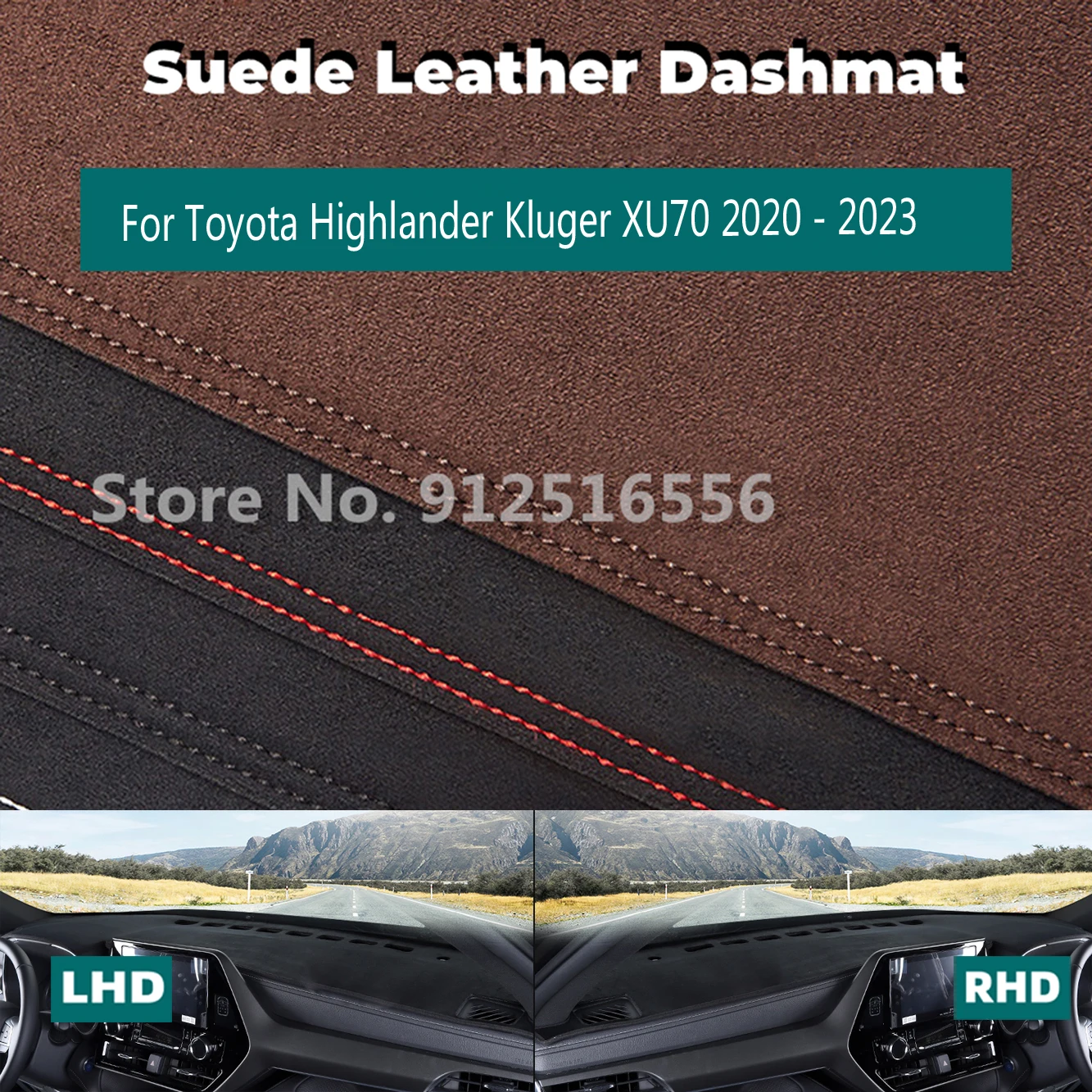

Suede Dashmat Dash Mat Dashboard Cover Non-Slip Sunshield Accessories For Toyota Highlander Kluger XU70 70 2020 2021 2022 2023