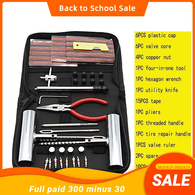 Car Tool Kit 46pcs Emergency Tire Repair Complete Kit Tools 