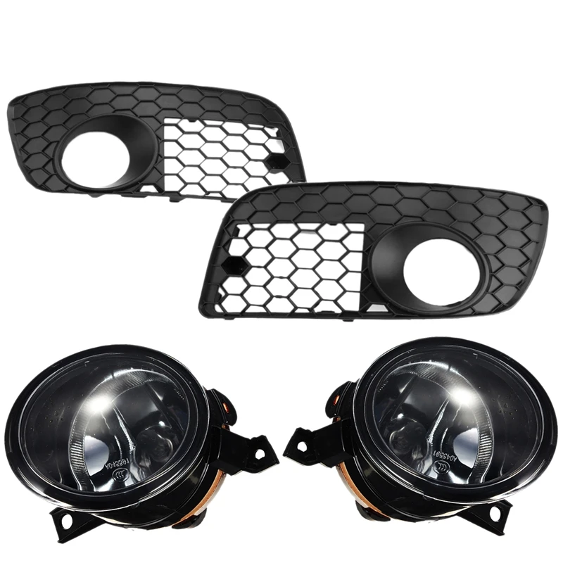 

Car Front Bumper Fog Light Cover Honeycomb Mesh Grilles with Fog Lamp for Jetta MK5 GLI 2006-2009
