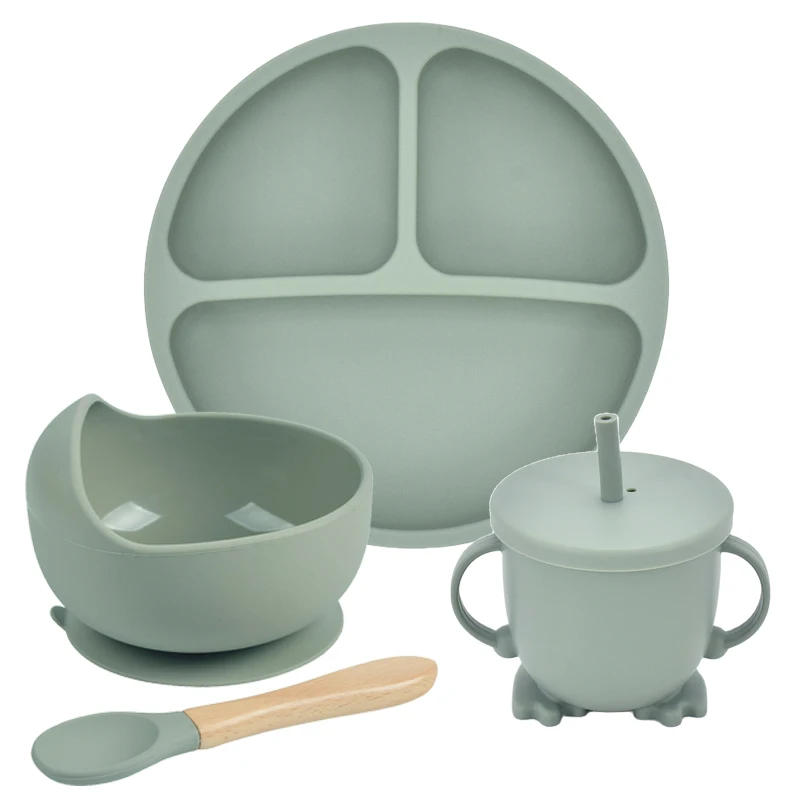 

Baby Silicone Plate Spoon Set Baby Feeding Silicone Bowl Baby Dishes BPA Free Silicone Portable Tableware for Children