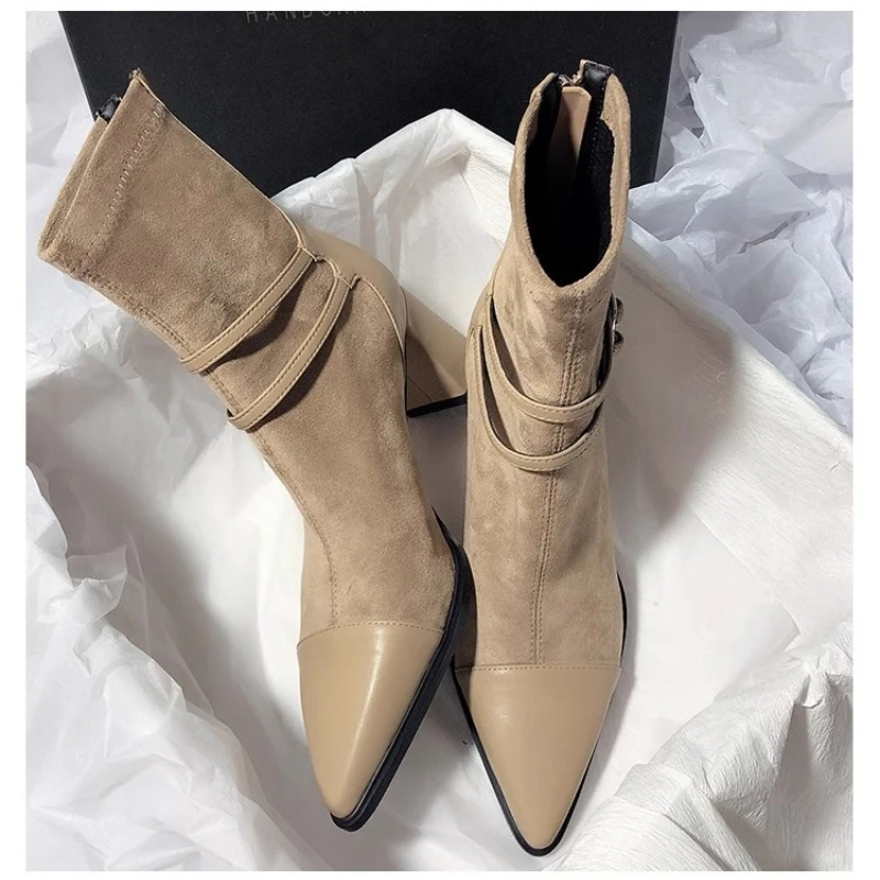 Модные женские зимние ботильоны с острым носком дизайнерские модные ботинки на