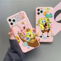 cartoon spongebob best friends phone case for iphone 13 12 11 pro max mini xs 8 7 6 6s plus x se 2020 xr candy pink silicone