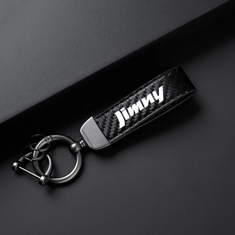 

Углеродистая кожа, автомобильный брелок, брелок для ключей, вращающиеся кольца в форме подковы для Suzuki Jimny