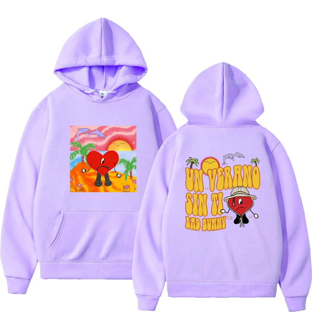 

Hip Hop Bad Bunny UN VERANO SIN TI Print Men Women Hoodies Streetwear Harajuku Fleece Pullover Oversized Sweatshirts clothing