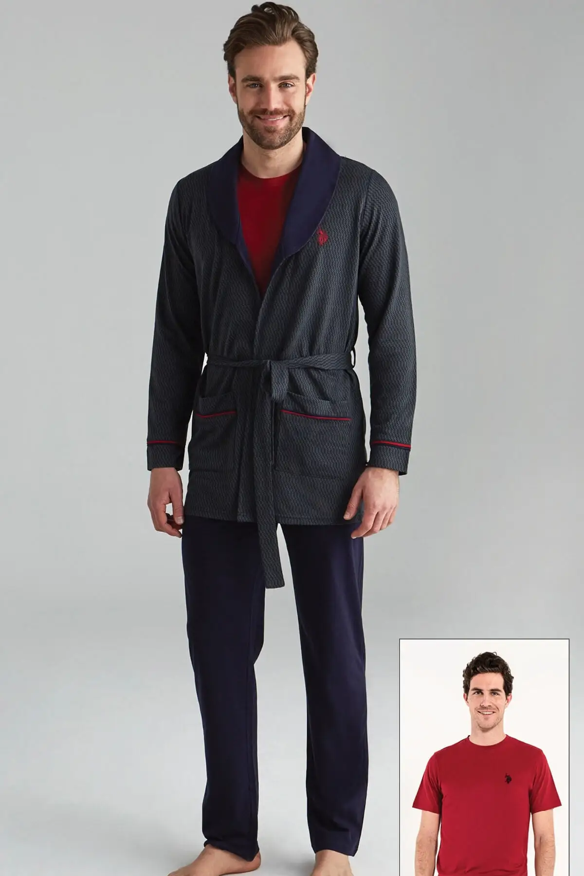 

Мужские бордовые 1 пижамы с коротким рукавом + повязка