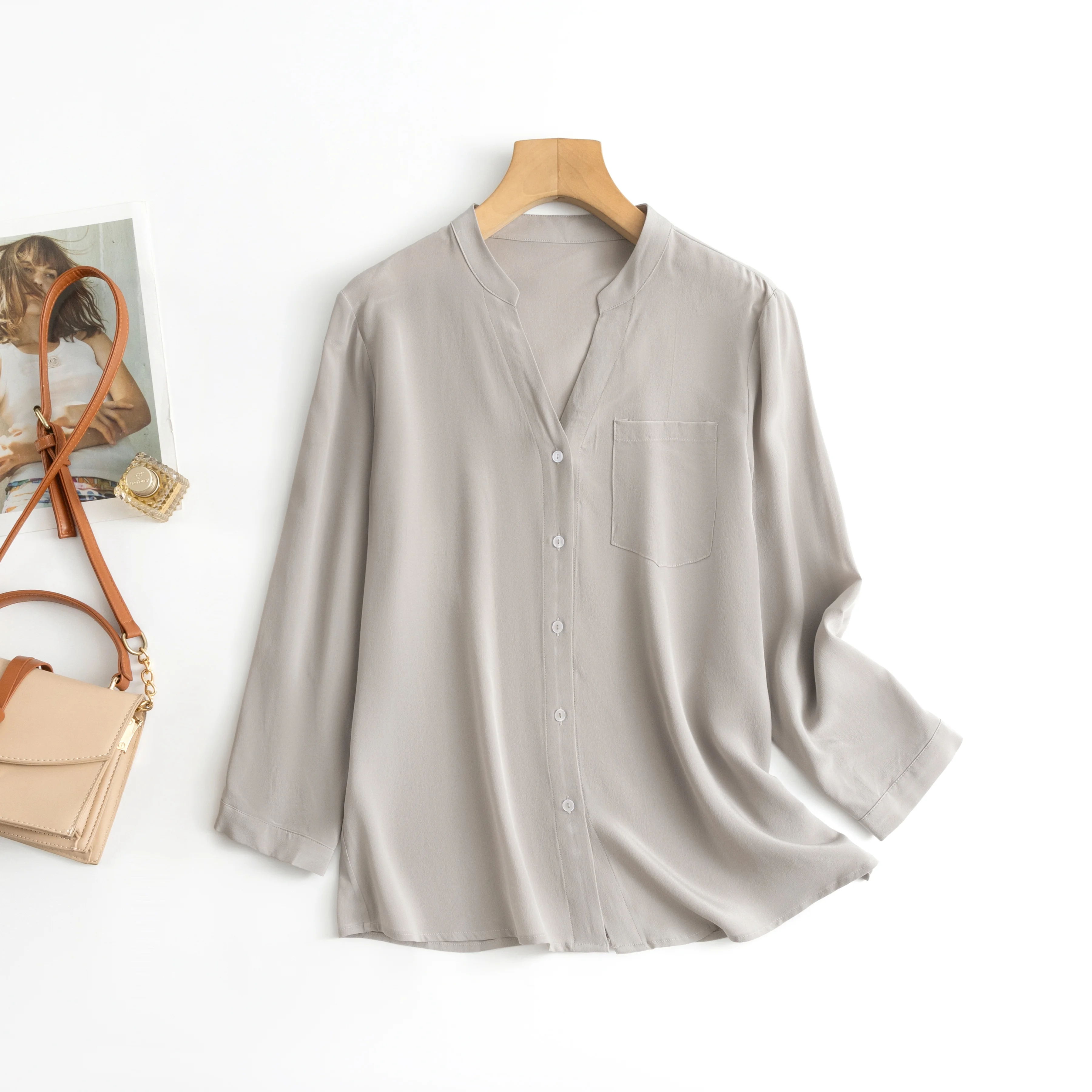 2024 Женская мода осенняя новинка 100% натуральный шелк тутового шелка 03 Crepe De Chine