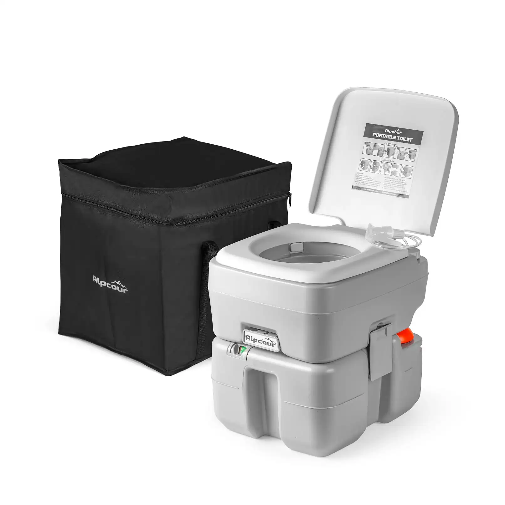 

Portable Toilet – Compact Indoor & Outdoor Commode w/Travel Bag for Camping, RV, Boat & More – Piston Flush, 5.3 Gallon Was
