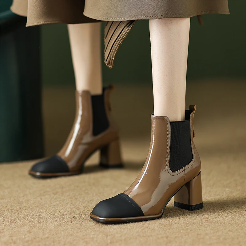 

Winter Boots Women Comfortable Color Matching Design sense short boots fashion Chelsea Boot High Heels 34-42