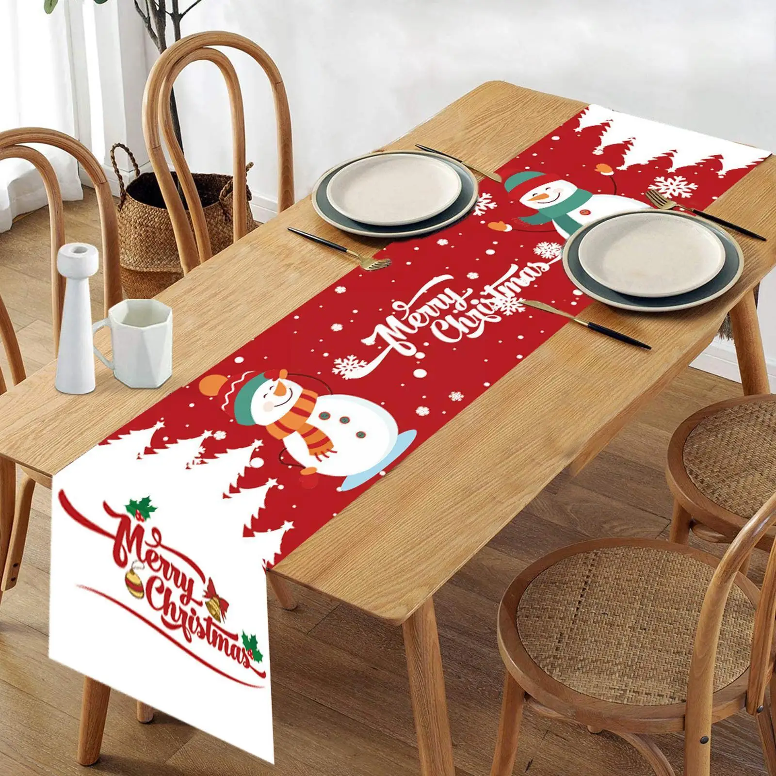 

Christmas Fabric Table Flag Living Room Dining Table Dress Up Party Mat Mat Cloth Table Home Decoration Tea P8u8