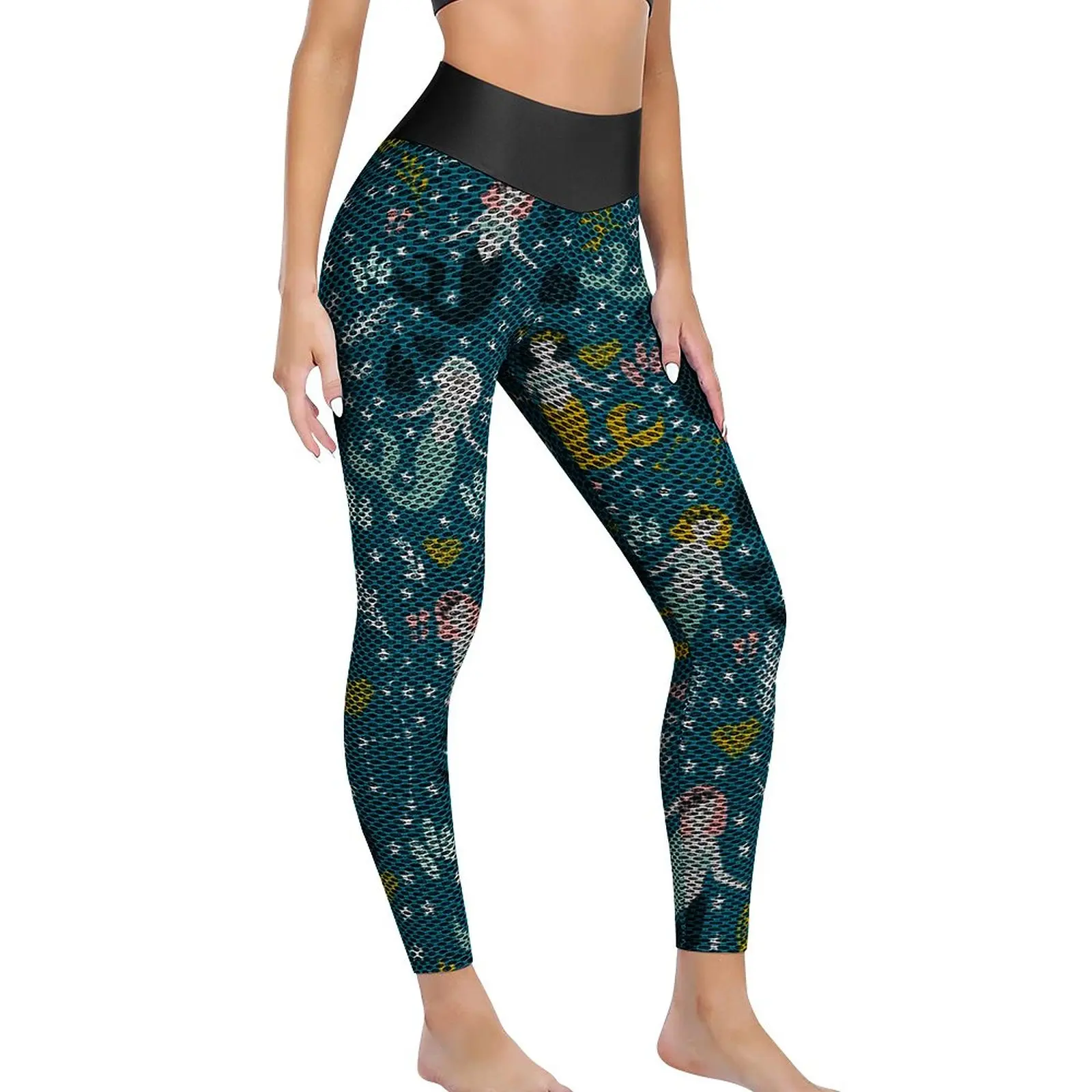 

Cute Mermaid Leggings Sexy Stars And Floral Print Push Up Yoga Pants Elegant Stretchy Leggins Design Fitness Gym Sport Legging