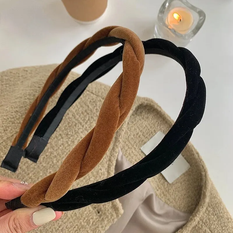 

Модный вязаный обруч для волос, элегантный однотонный обруч для волос, модный плюшевый обруч для волос для женщин, аксессуары для волос для ...