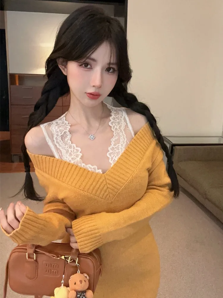 Плюс размер Корейский осенне-зимний корейский костюм с глубоким v-образным