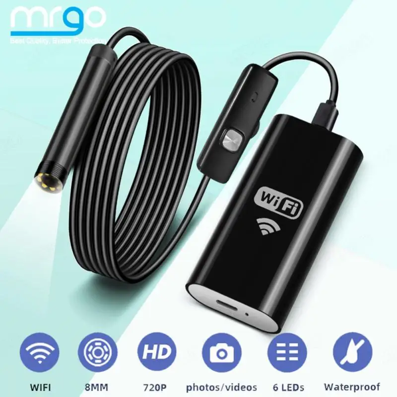 Wi-Fi эндоскопическая камера HD720P объектив 8 мм водонепроницаемая с полужестким