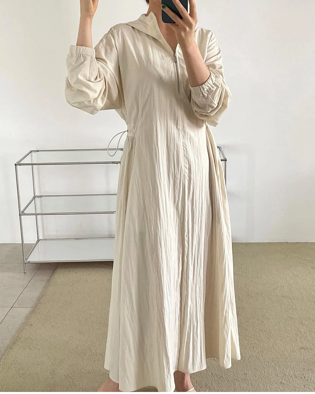 

Женское повседневное длинное платье SuperAen, однотонное длинное платье в стиле ретро с отворотом и длинным рукавом на весну и осень