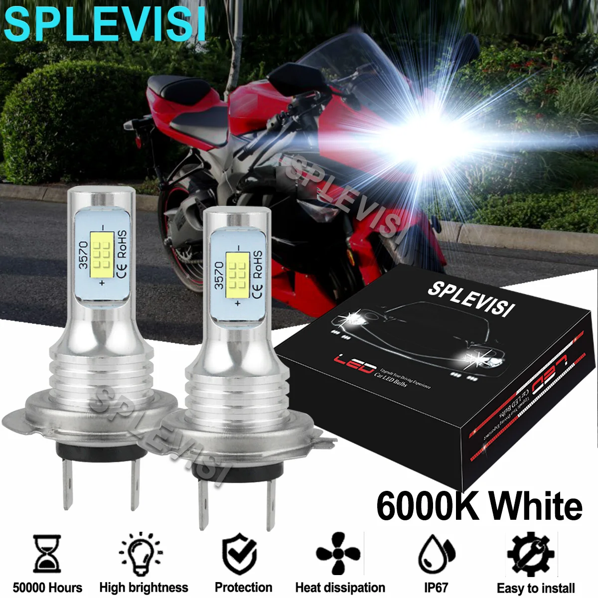 

Светодиодные лампы для фар Kawasaki Ninja ZX6R ZX 636C 2003-2005 2006 ZX636E 2013 2014 ZX6R ZX636F, 2 шт., белые, 35 Вт