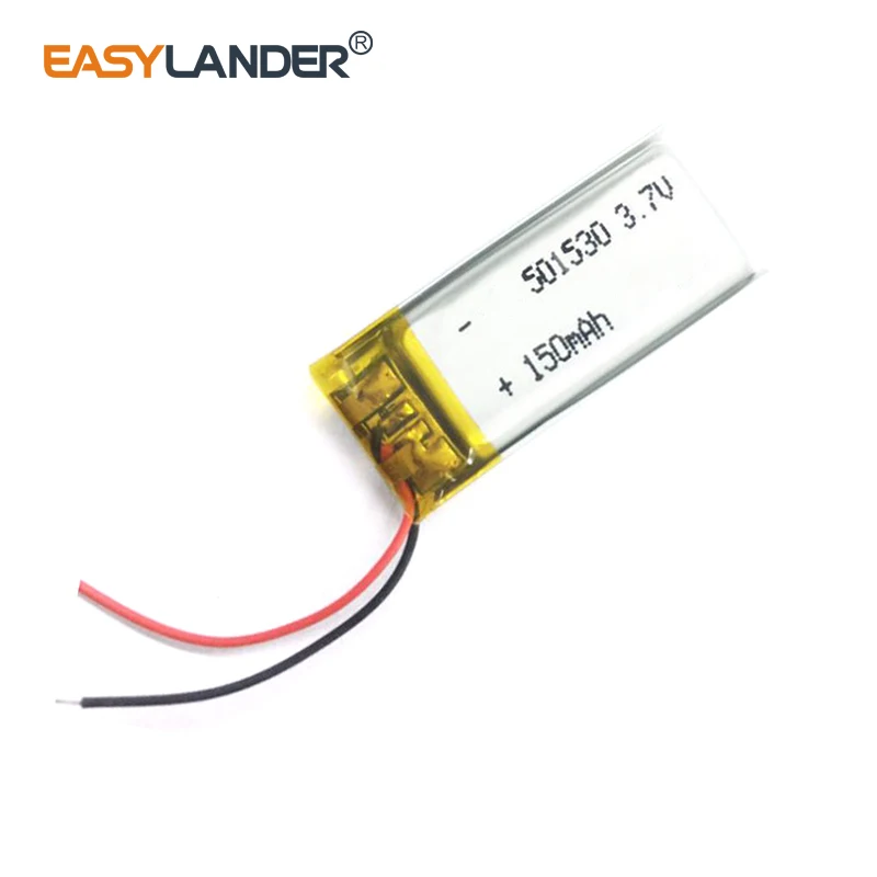 

Перезаряжаемый литий-полимерный литий-ионный аккумулятор 501530 3,7 в 150 мАч для ручки MP3 MP4 DVR инструменты Динамик игрушки bluetooth головки 051530